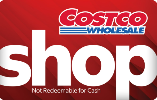 Costco Shop Card with the Costco Wholesale logo on a red background